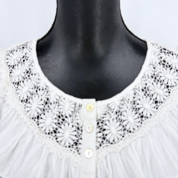 LoveShackFancy Elaina White Lace Ruffle Crop Top Blouse Size Small - Picture 2 of 9